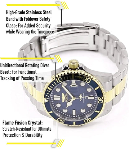 Mens Pro Diver Quartz Watch, Two Tone, 30021