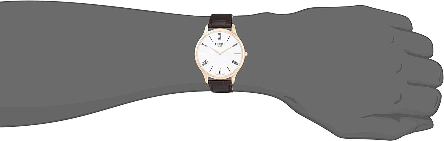 Mens Tradition 5.5 316L Stainless Steel Case Swiss Quartz Watch, Brown, Leather, 18 (T0634093601800)