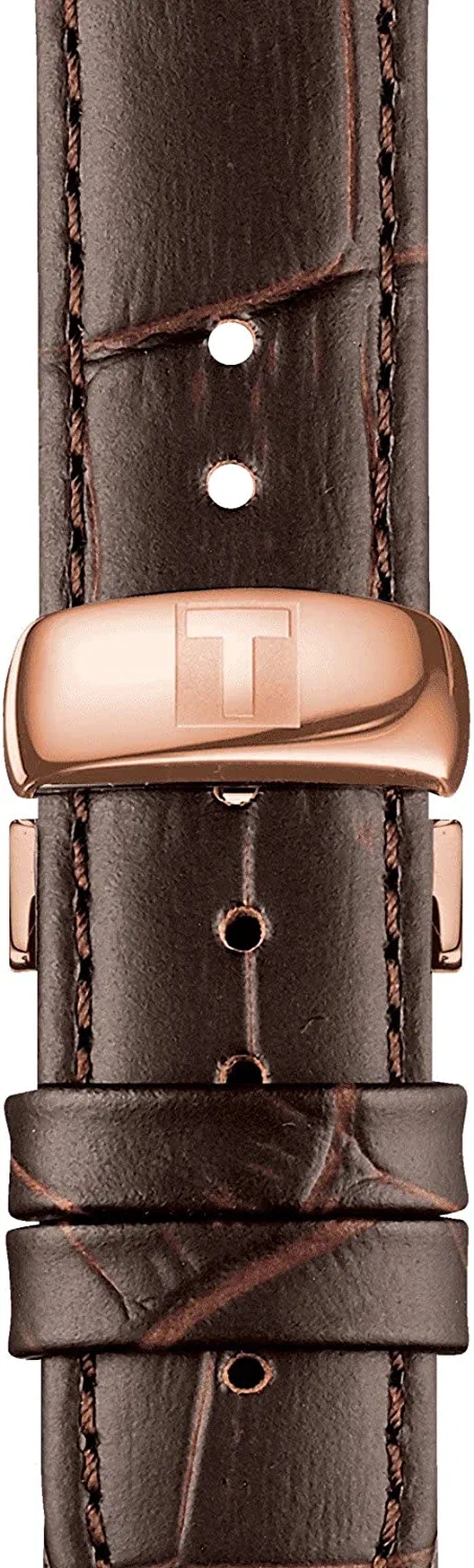 Mens Tradition 5.5 316L Stainless Steel Case Swiss Quartz Watch, Brown, Leather, 18 (T0634093601800)
