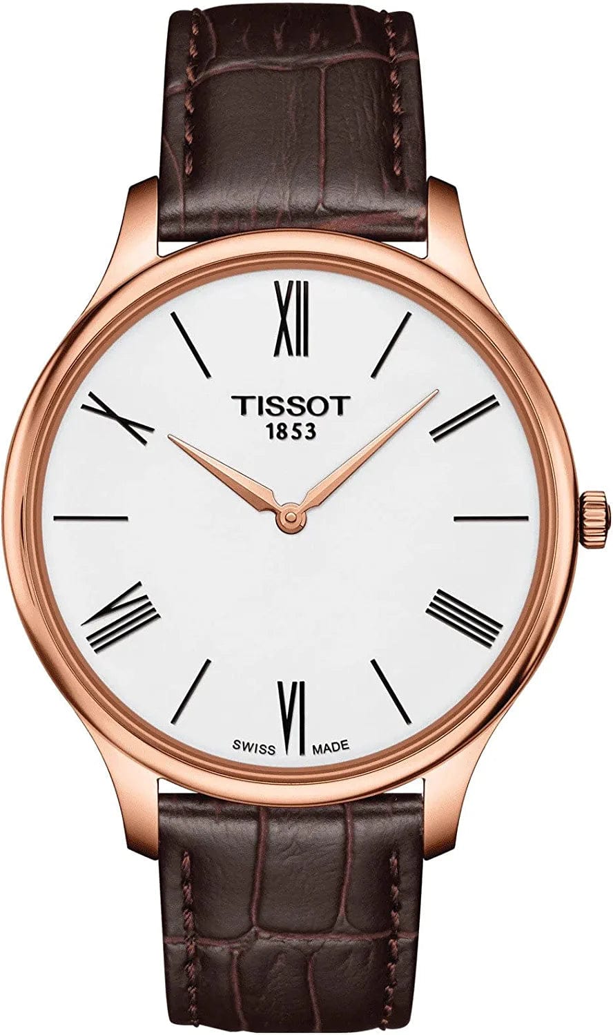 Mens Tradition 5.5 316L Stainless Steel Case Swiss Quartz Watch, Brown, Leather, 18 (T0634093601800)