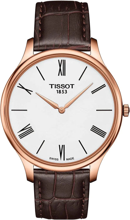 Mens Tradition 5.5 316L Stainless Steel Case Swiss Quartz Watch, Brown, Leather, 18 (T0634093601800)
