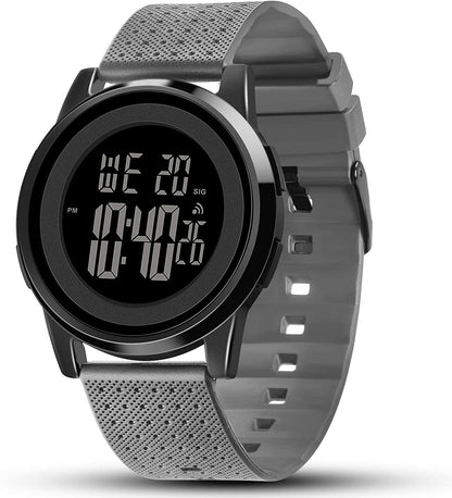 Mens Watch Ultra-Thin Digital Sports Watch Waterproof Stainless Steel Fashion Wrist Watch for Men Women Black Grey