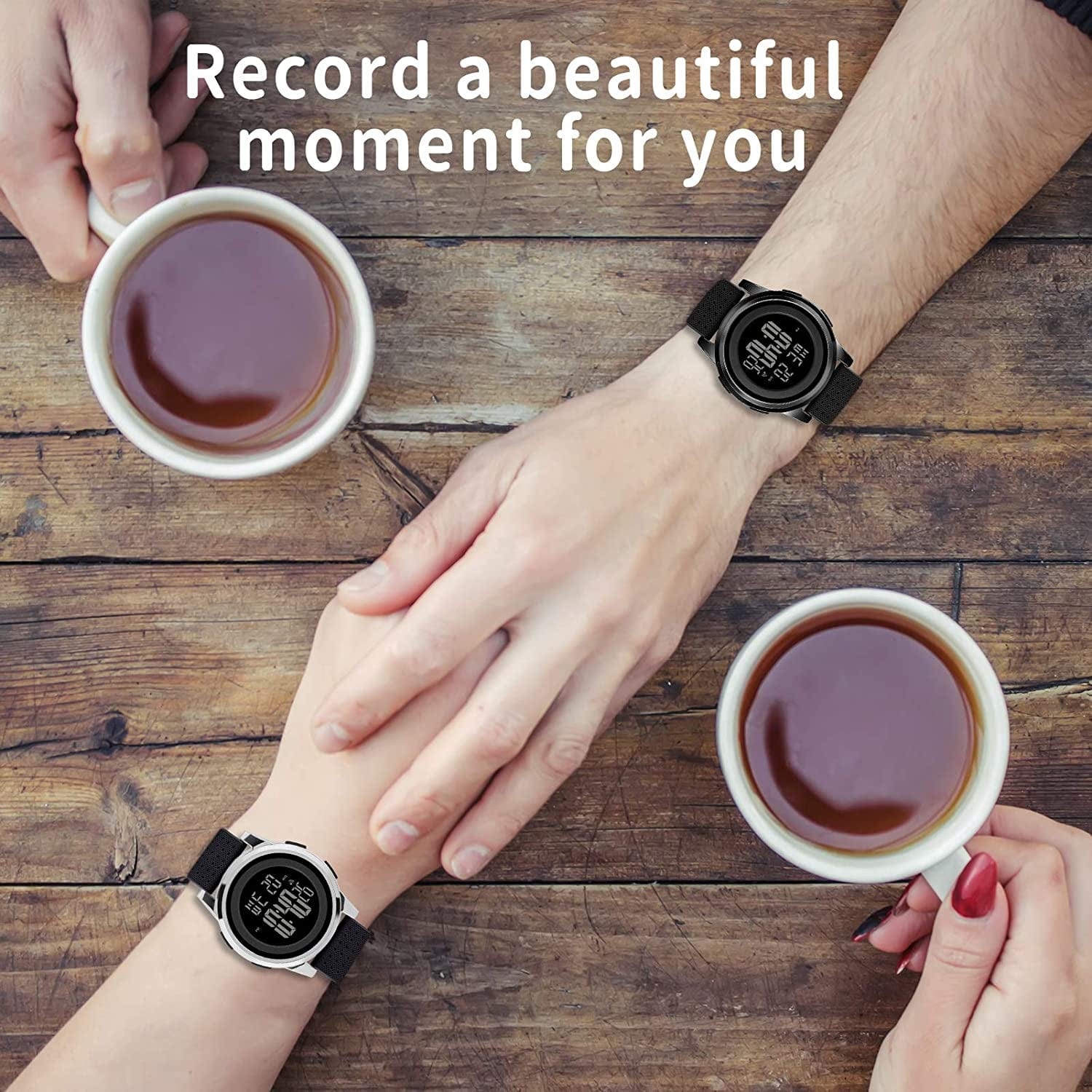 Mens Watch Ultra-Thin Digital Sports Watch Waterproof Stainless Steel Fashion Wrist Watch for Men Women