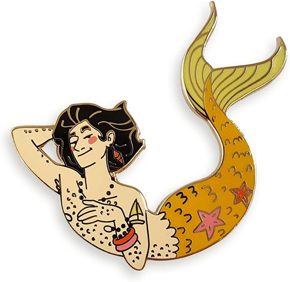Merman Enamel Lapel Pin yellow