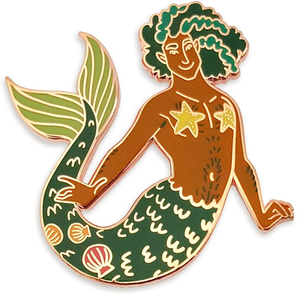 Merman Enamel Lapel Pin Green