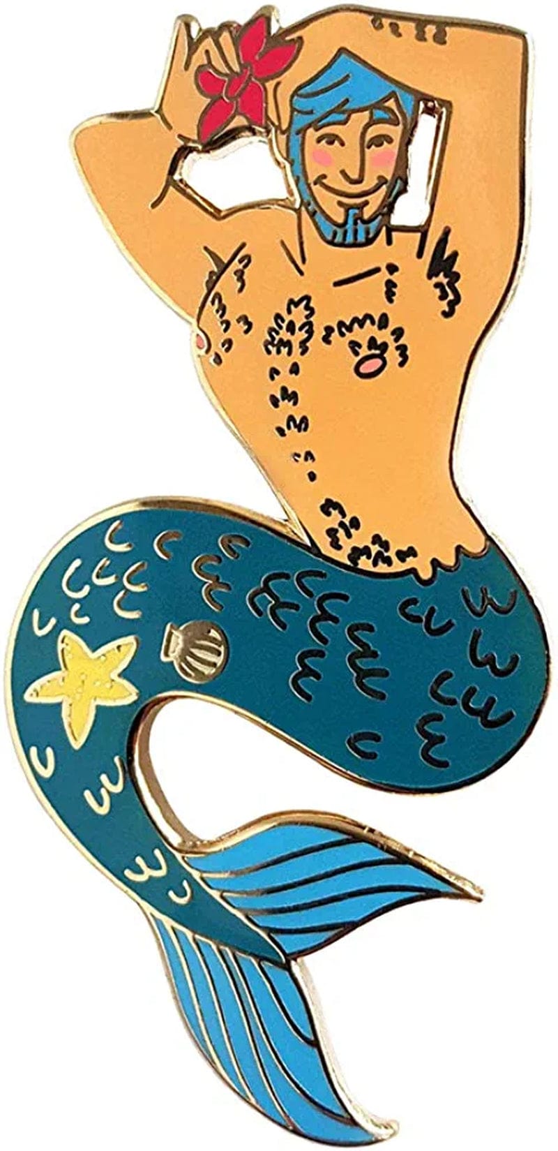 Merman Enamel Lapel Pin Blue