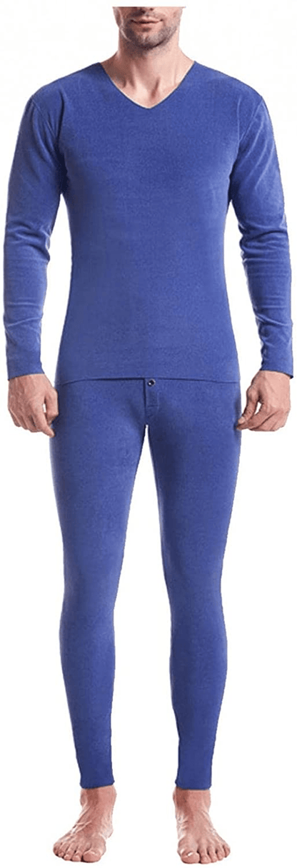 Merthy Thermal Underwear Set for Mens Winter Skiing Cycling Ultra Soft Base Layers Tight Long Johns Top and Bottom Set Apparel & Accessories > Clothing > Underwear & Socks > Shapewear Merthy Blue 3X-Large 