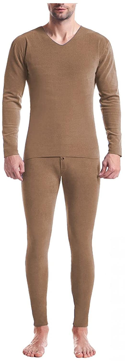 Merthy Thermal Underwear Set for Mens Winter Skiing Cycling Ultra Soft Base Layers Tight Long Johns Top and Bottom Set Apparel & Accessories > Clothing > Underwear & Socks > Shapewear Merthy Khaki X-Large 