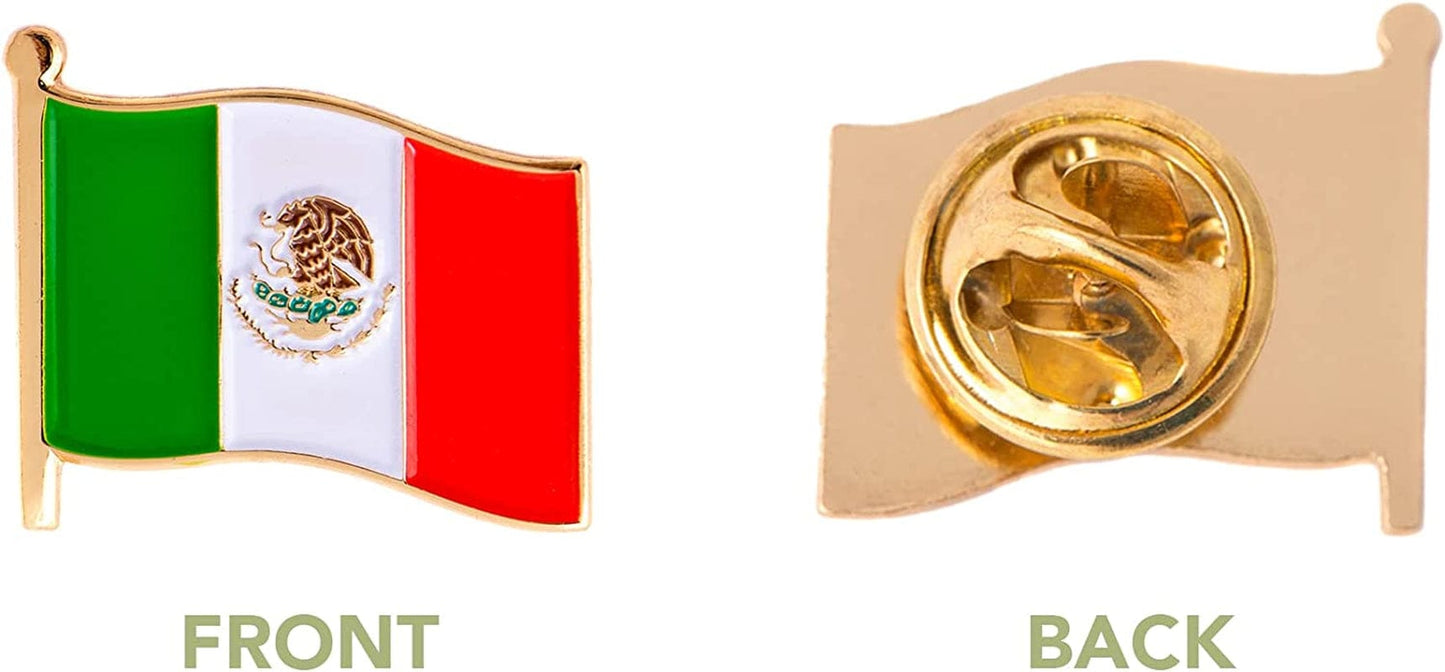 Mexico Country Flag Lapel Pin Enamel Made of Metal Souvenir Hat Men Women Patriotic Mexican (Waving Flag Lapel Pin)