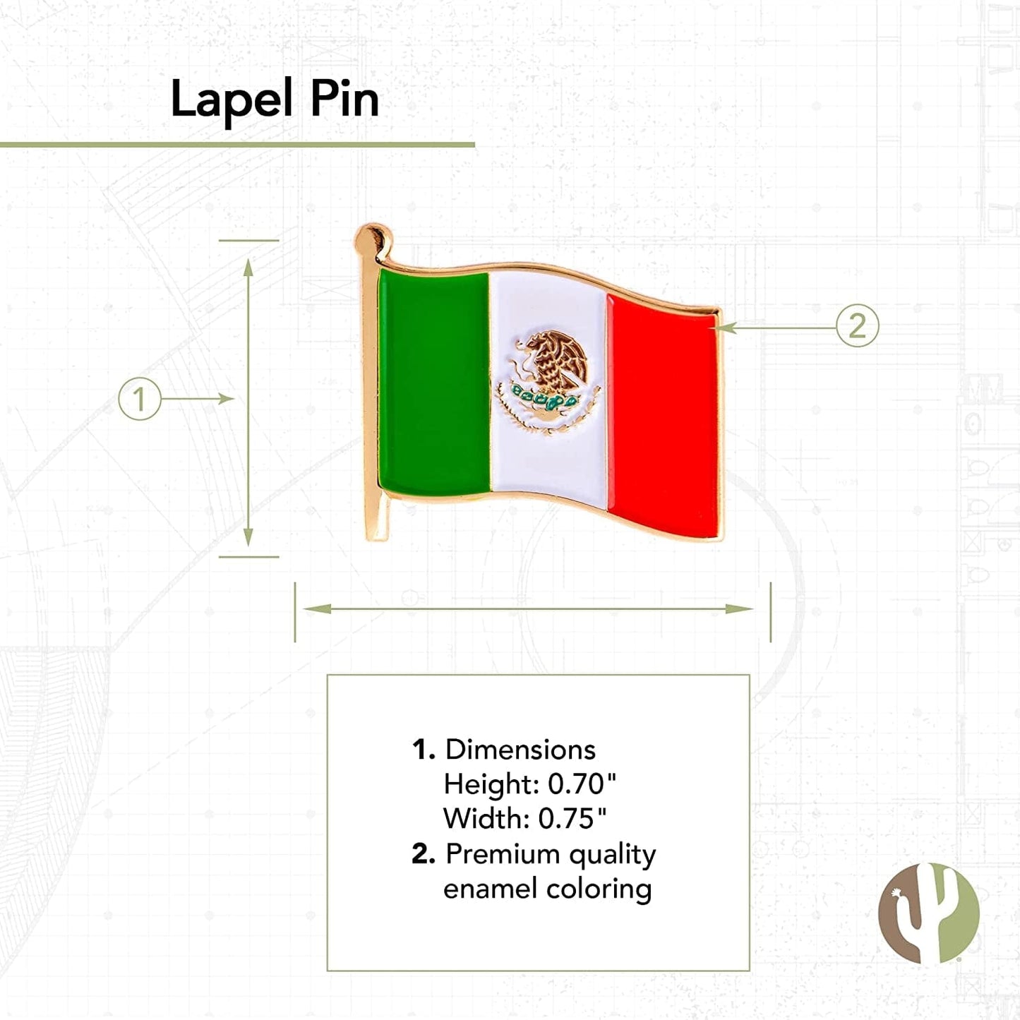 Mexico Country Flag Lapel Pin Enamel Made of Metal Souvenir Hat Men Women Patriotic Mexican (Waving Flag Lapel Pin)