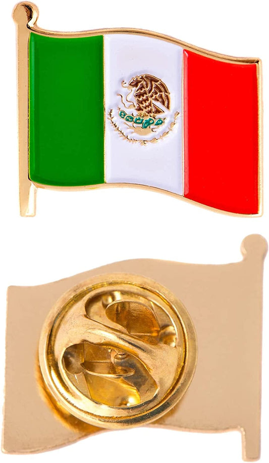 Mexico Country Flag Lapel Pin Enamel Made of Metal Souvenir Hat Men Women Patriotic Mexican (Waving Flag Lapel Pin)