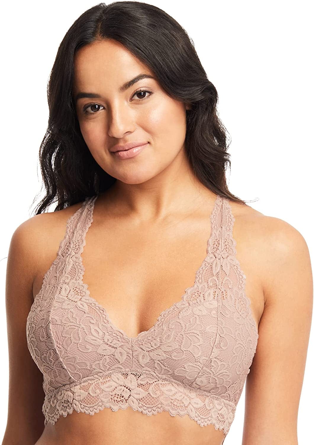 Mia Lace Bralette for Women, Unpadded and Unlined Wireless Bra, Perfect Racerback Everyday Lingerie Moonshell / Small