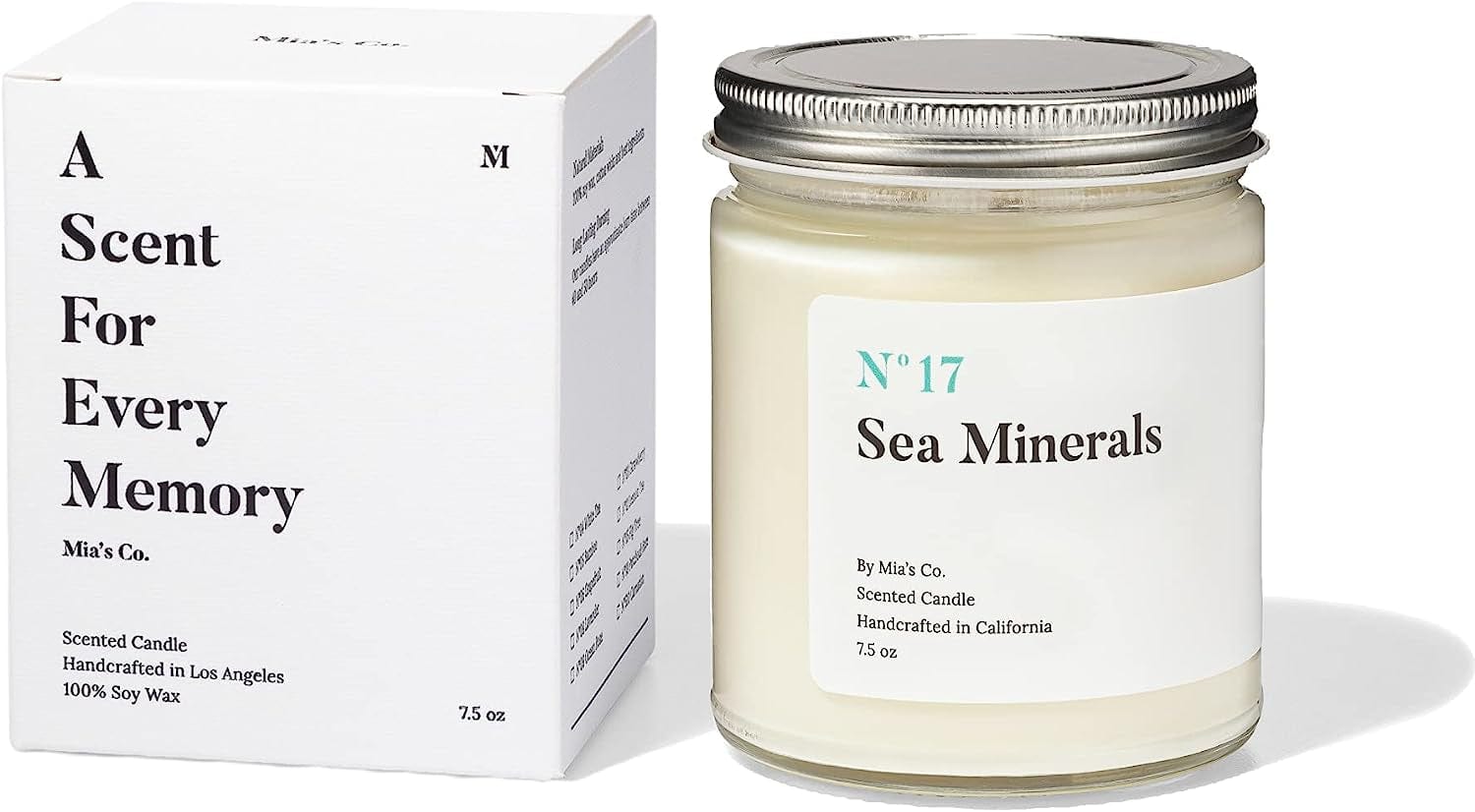 Mia'S Co Grapefruit Scented Candle, Handmade with Natural Soy Wax and Cotton Wicks, 7.5 Oz Minimalist Aromatherapy Candle for Home, Long Lasting Burning for Stress Relief, Candle Gift for Women Sea Minerals