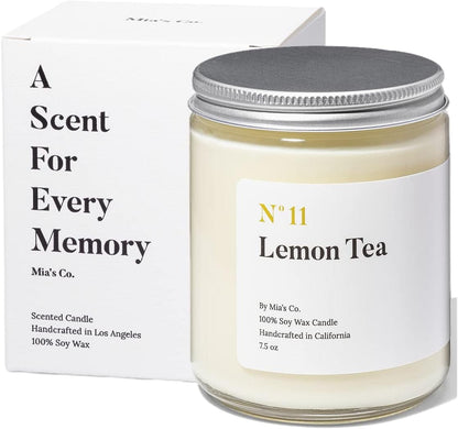 Mia'S Co Grapefruit Scented Candle, Handmade with Natural Soy Wax and Cotton Wicks, 7.5 Oz Minimalist Aromatherapy Candle for Home, Long Lasting Burning for Stress Relief, Candle Gift for Women Lemon Tea