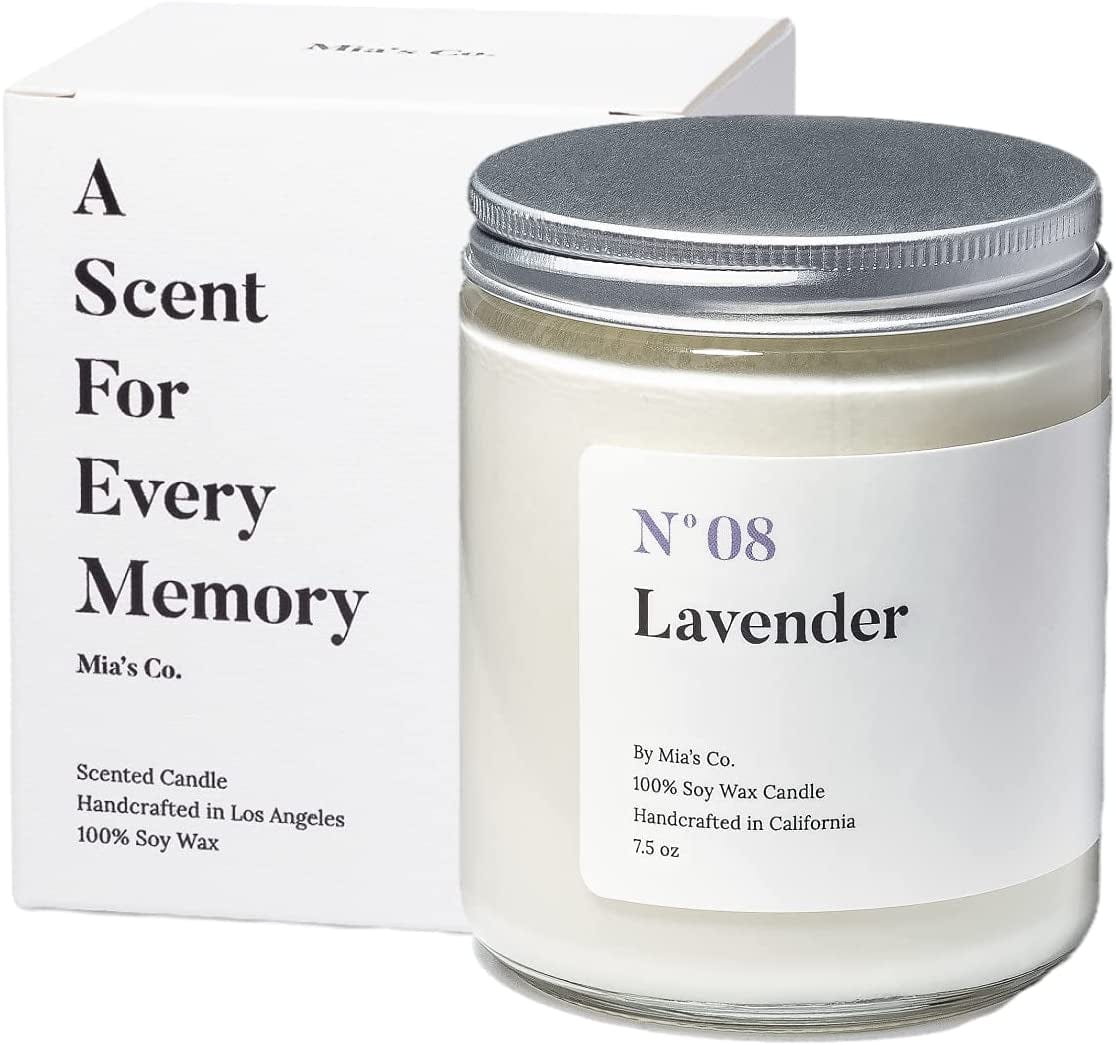 Mia'S Co Grapefruit Scented Candle, Handmade with Natural Soy Wax and Cotton Wicks, 7.5 Oz Minimalist Aromatherapy Candle for Home, Long Lasting Burning for Stress Relief, Candle Gift for Women Lavender