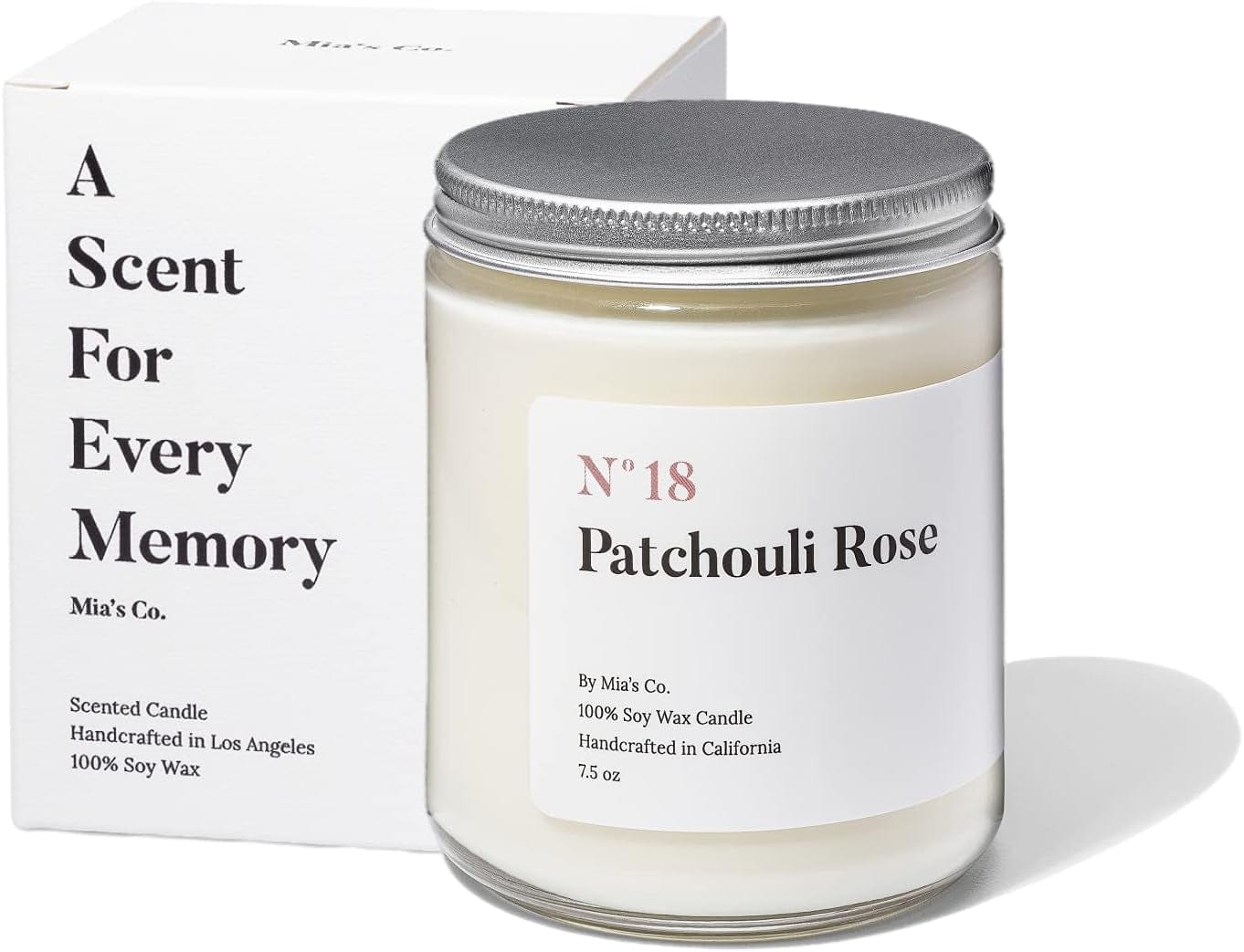 Mia'S Co Grapefruit Scented Candle, Handmade with Natural Soy Wax and Cotton Wicks, 7.5 Oz Minimalist Aromatherapy Candle for Home, Long Lasting Burning for Stress Relief, Candle Gift for Women Patchouli Rose