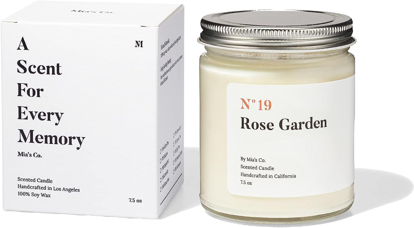 Mia'S Co Grapefruit Scented Candle, Handmade with Natural Soy Wax and Cotton Wicks, 7.5 Oz Minimalist Aromatherapy Candle for Home, Long Lasting Burning for Stress Relief, Candle Gift for Women Rose Garden