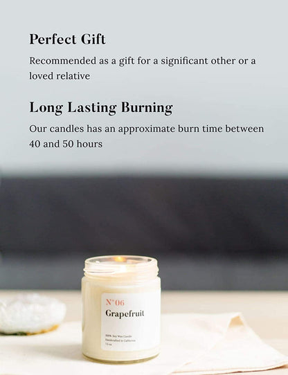 Mia'S Co Grapefruit Scented Candle, Handmade with Natural Soy Wax and Cotton Wicks, 7.5 Oz Minimalist Aromatherapy Candle for Home, Long Lasting Burning for Stress Relief, Candle Gift for Women