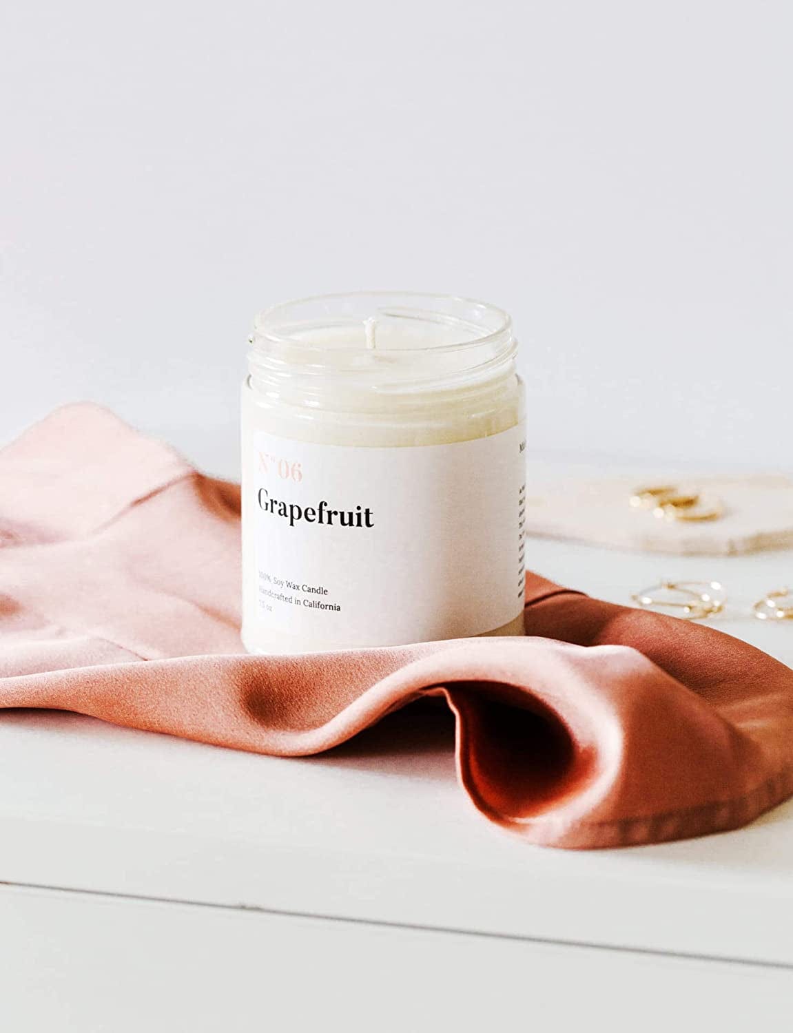 Mia'S Co Grapefruit Scented Candle, Handmade with Natural Soy Wax and Cotton Wicks, 7.5 Oz Minimalist Aromatherapy Candle for Home, Long Lasting Burning for Stress Relief, Candle Gift for Women