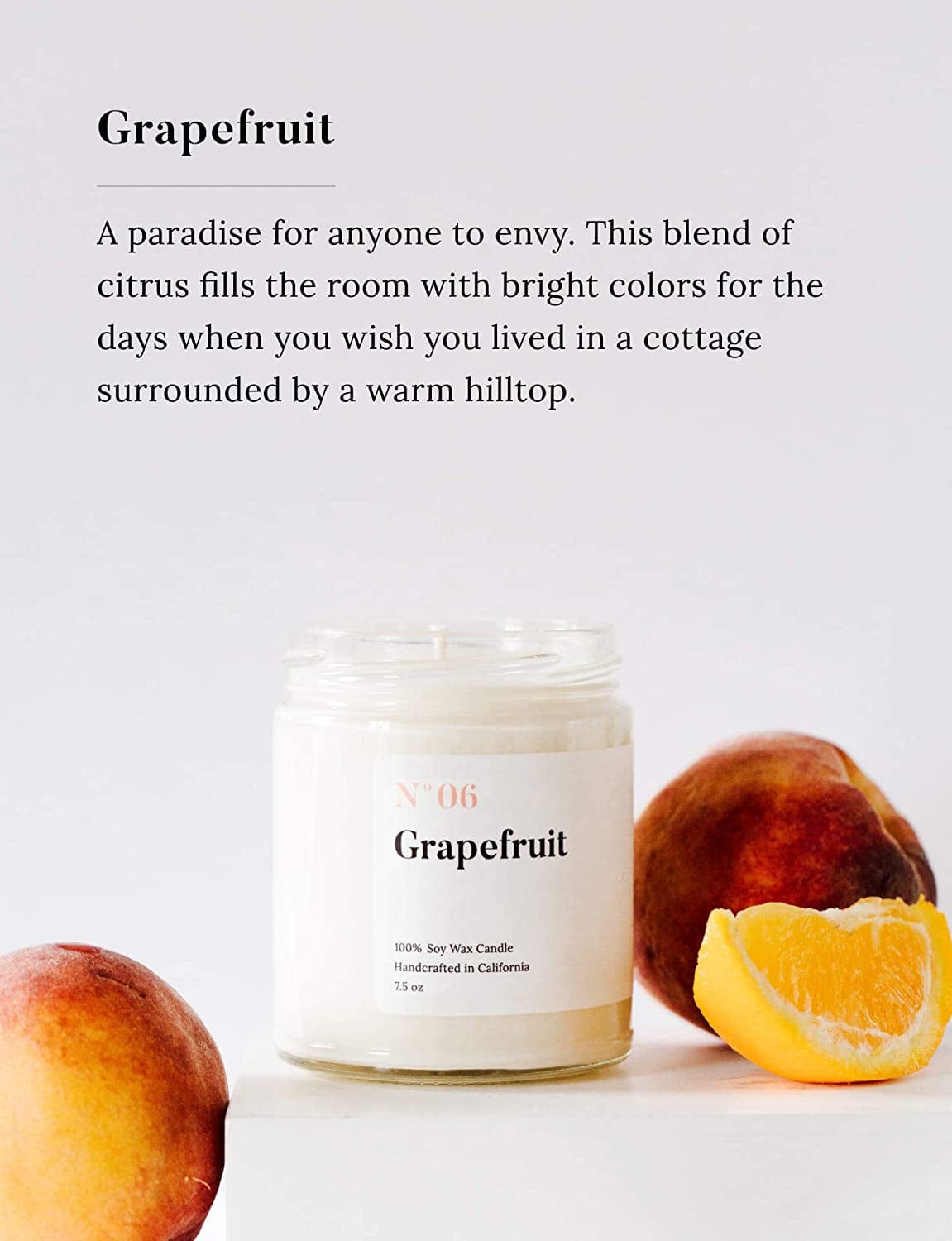 Mia'S Co Grapefruit Scented Candle, Handmade with Natural Soy Wax and Cotton Wicks, 7.5 Oz Minimalist Aromatherapy Candle for Home, Long Lasting Burning for Stress Relief, Candle Gift for Women