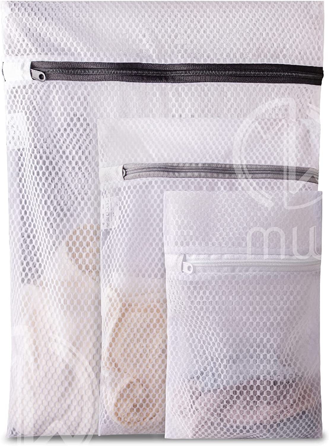 Mia Weaver Set of 4 Durable Mesh Laundry Bags with Premium Zipper (2 Large, 2 Bra Lingerie Wash Bags) Laundry, Blouse, Hosiery, Stocking, Underwear, Shoes, Bra, Lingerie, Travel Storage Bags (S+M+L) 1set