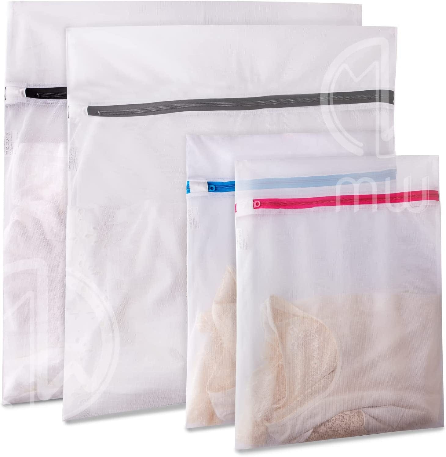 Mia Weaver Set of 4 Durable Mesh Laundry Bags with Premium Zipper (2 Large, 2 Bra Lingerie Wash Bags) Laundry, Blouse, Hosiery, Stocking, Underwear, Shoes, Bra, Lingerie, Travel Storage Bags 2XL+2L