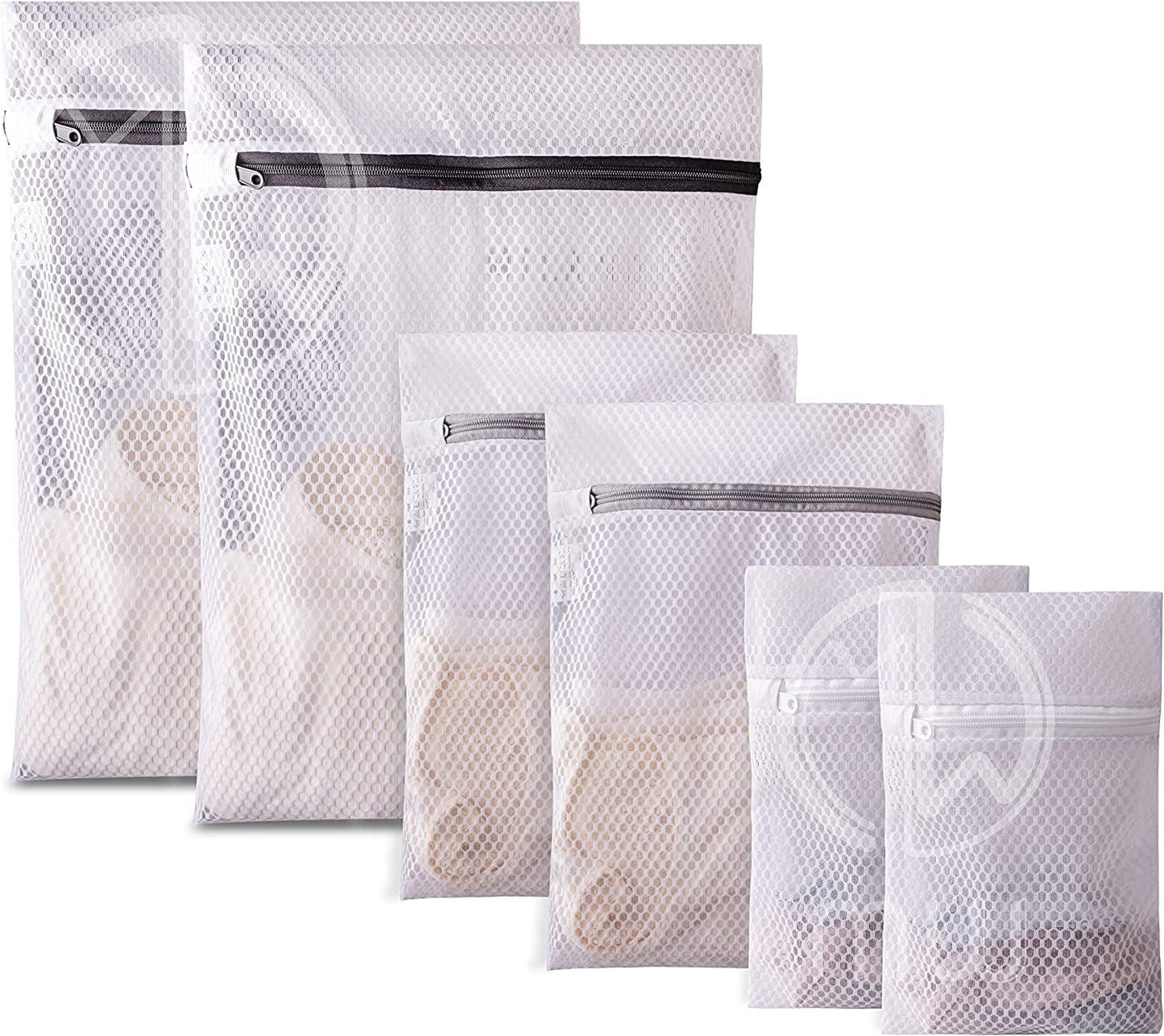 Mia Weaver Set of 4 Durable Mesh Laundry Bags with Premium Zipper (2 Large, 2 Bra Lingerie Wash Bags) Laundry, Blouse, Hosiery, Stocking, Underwear, Shoes, Bra, Lingerie, Travel Storage Bags (S+M+L) 2sets