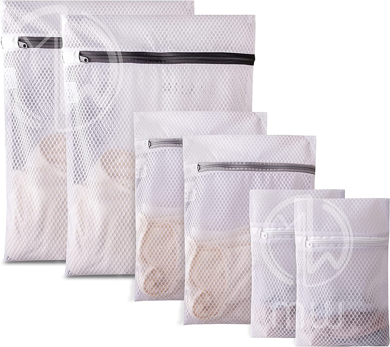 Mia Weaver Set of 4 Durable Mesh Laundry Bags with Premium Zipper (2 Large, 2 Bra Lingerie Wash Bags) Laundry, Blouse, Hosiery, Stocking, Underwear, Shoes, Bra, Lingerie, Travel Storage Bags (S+M+L) 2sets