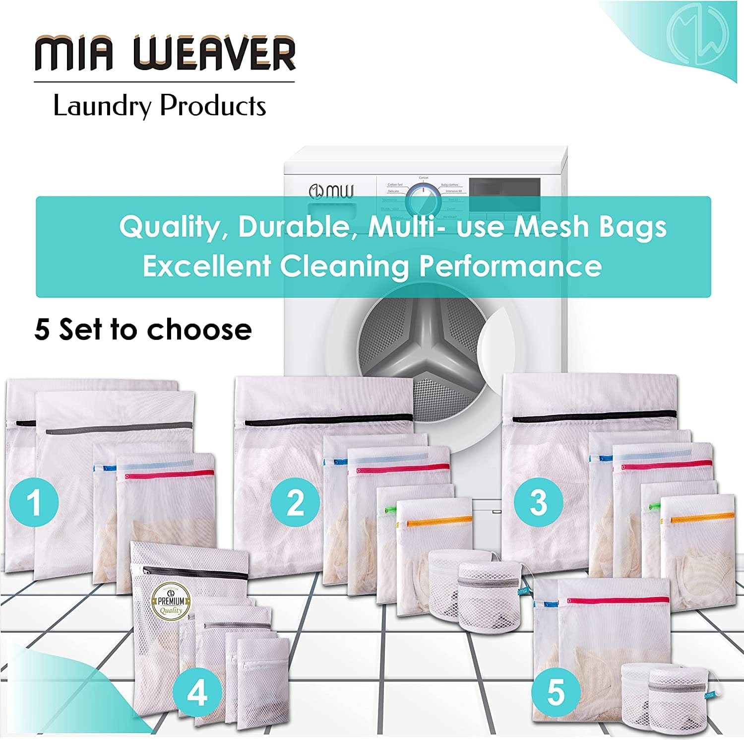 Mia Weaver Set of 4 Durable Mesh Laundry Bags with Premium Zipper (2 Large, 2 Bra Lingerie Wash Bags) Laundry, Blouse, Hosiery, Stocking, Underwear, Shoes, Bra, Lingerie, Travel Storage Bags