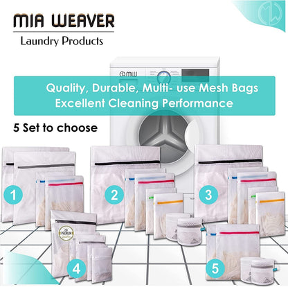 Mia Weaver Set of 4 Durable Mesh Laundry Bags with Premium Zipper (2 Large, 2 Bra Lingerie Wash Bags) Laundry, Blouse, Hosiery, Stocking, Underwear, Shoes, Bra, Lingerie, Travel Storage Bags