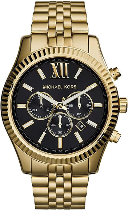 Michael Kors Lexington Chronograph Stainless Steel Watch 2t Black/Gold