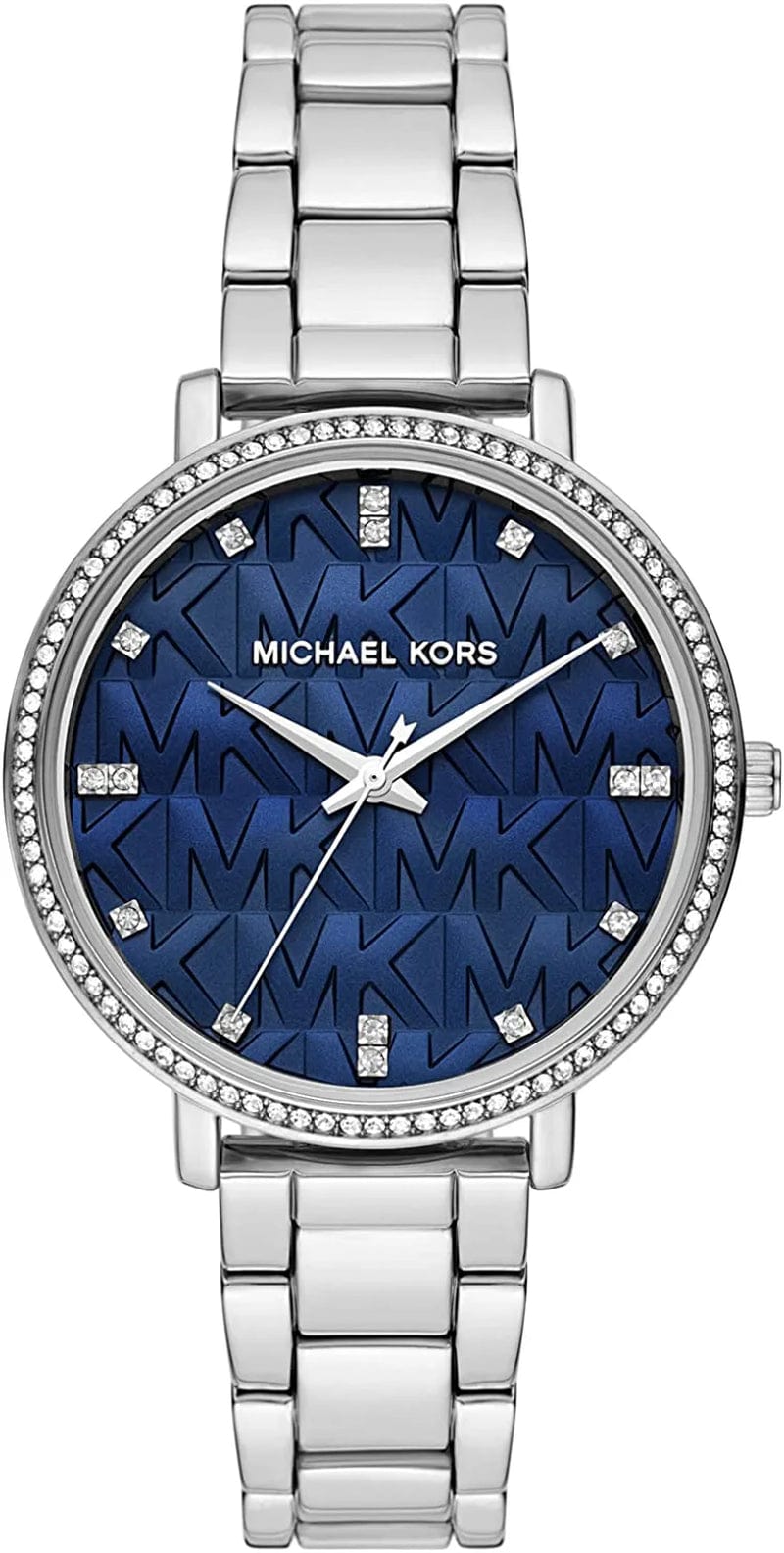 Michael Kors Pyper Three-Hand Stainless Steel Watch Silver/Blue