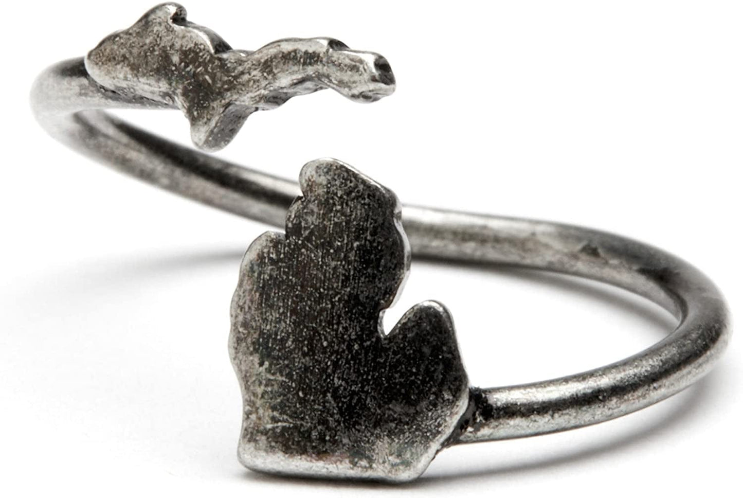 Michigan Ring | Stainless Steel Michigan Jewelry | Michigan Map Ring - Adjustable | Michigan Gift Michigan Map Ring-Antique Silver