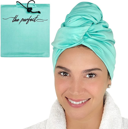 Microfiber Hair Towel Wrap - Ultra-Fine & Silky Smooth - Quick Drying - Absorbent Turban Twist for Curly & Long Hair for Girls & Kids - Anti-Frizz Curly Hair Product - the PERFECT HAIRCARE - Black Health & Beauty > Personal Care > Hair Care THE PERFECT HAIRCARE Aquamarine 1 