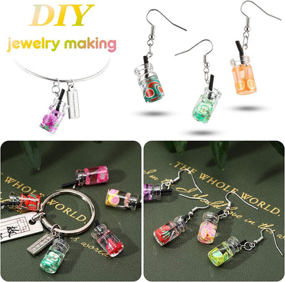 Milk Tea Charms Fruit Tea Charm Pendant Boba Fruit Tea Charms Dangle Earring Necklace Pendants for DIY Jewelry Making 48