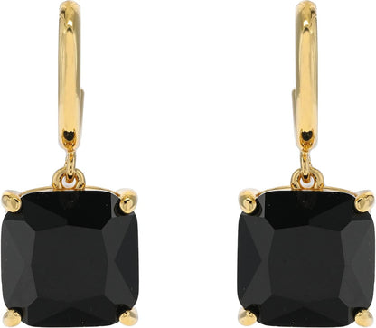 Mini Small Square Huggies Earrings Jet / One Size