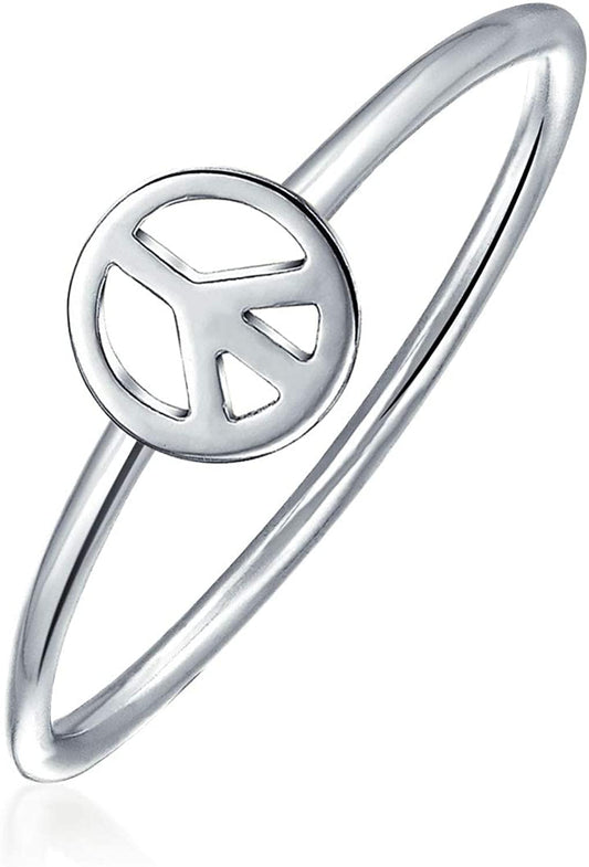 Minimalist Simple 925 Sterling Silver Midi Knuckle 1MM Band Stackable Peace Sign Ring for Teen for Girlfriend 6