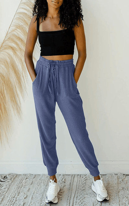 MIROL Women'S Active Drawstring Joggers Pants Elastic Waist Waffle Knit Trousers Athletic Solid Color Sweatpants Apparel & Accessories > Clothing > Activewear Kylie Max   