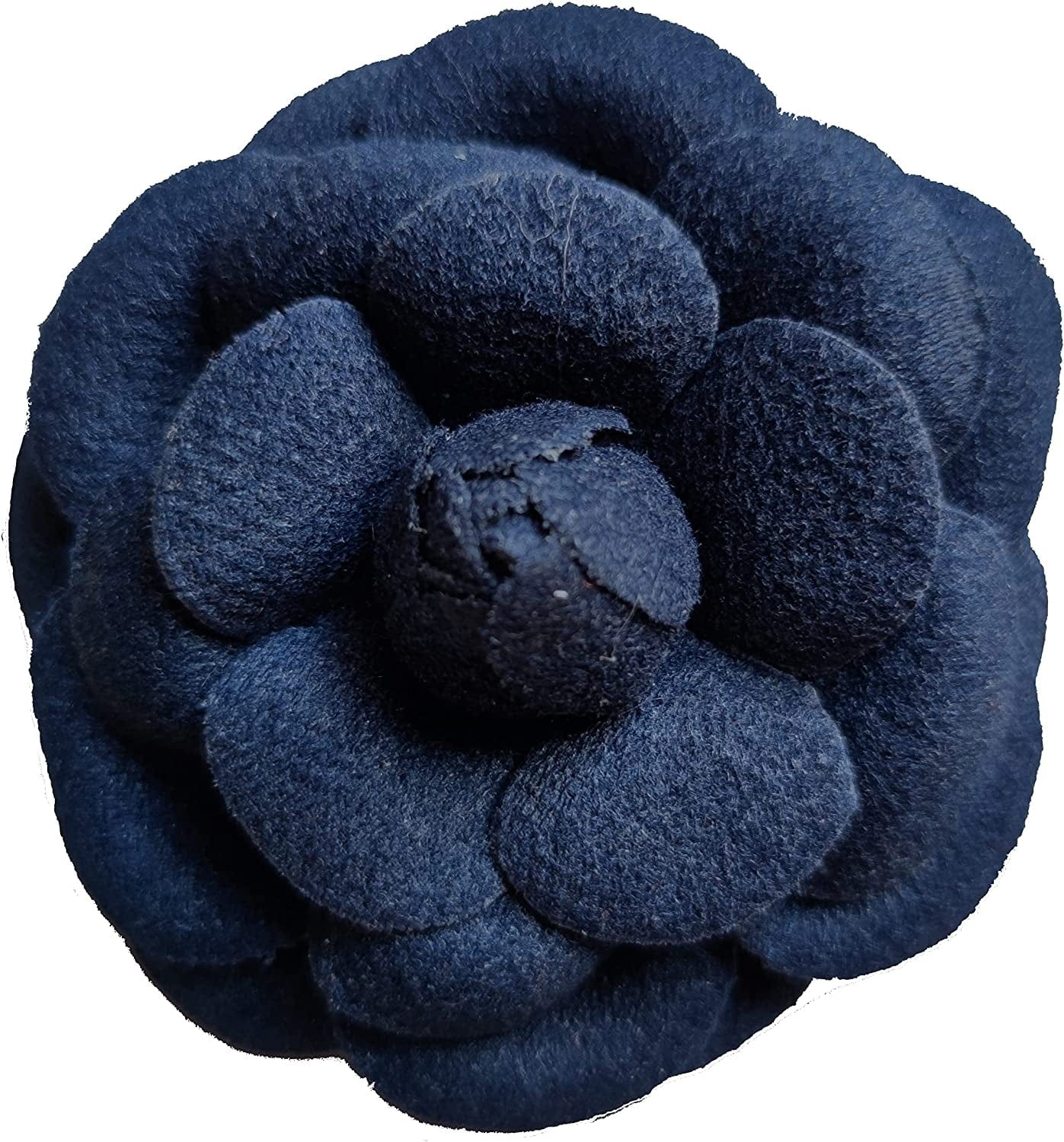 MISASHA Women'S Camellia Flower Pin Brooch with Organza Gift Bag blue