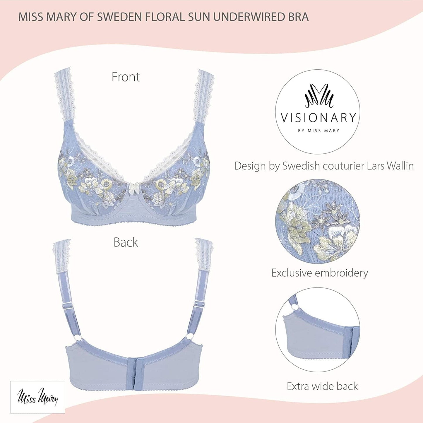 Miss Mary of Sweden Floral Sun Women'S Luxury Unpadded Underwired Tulle Bra