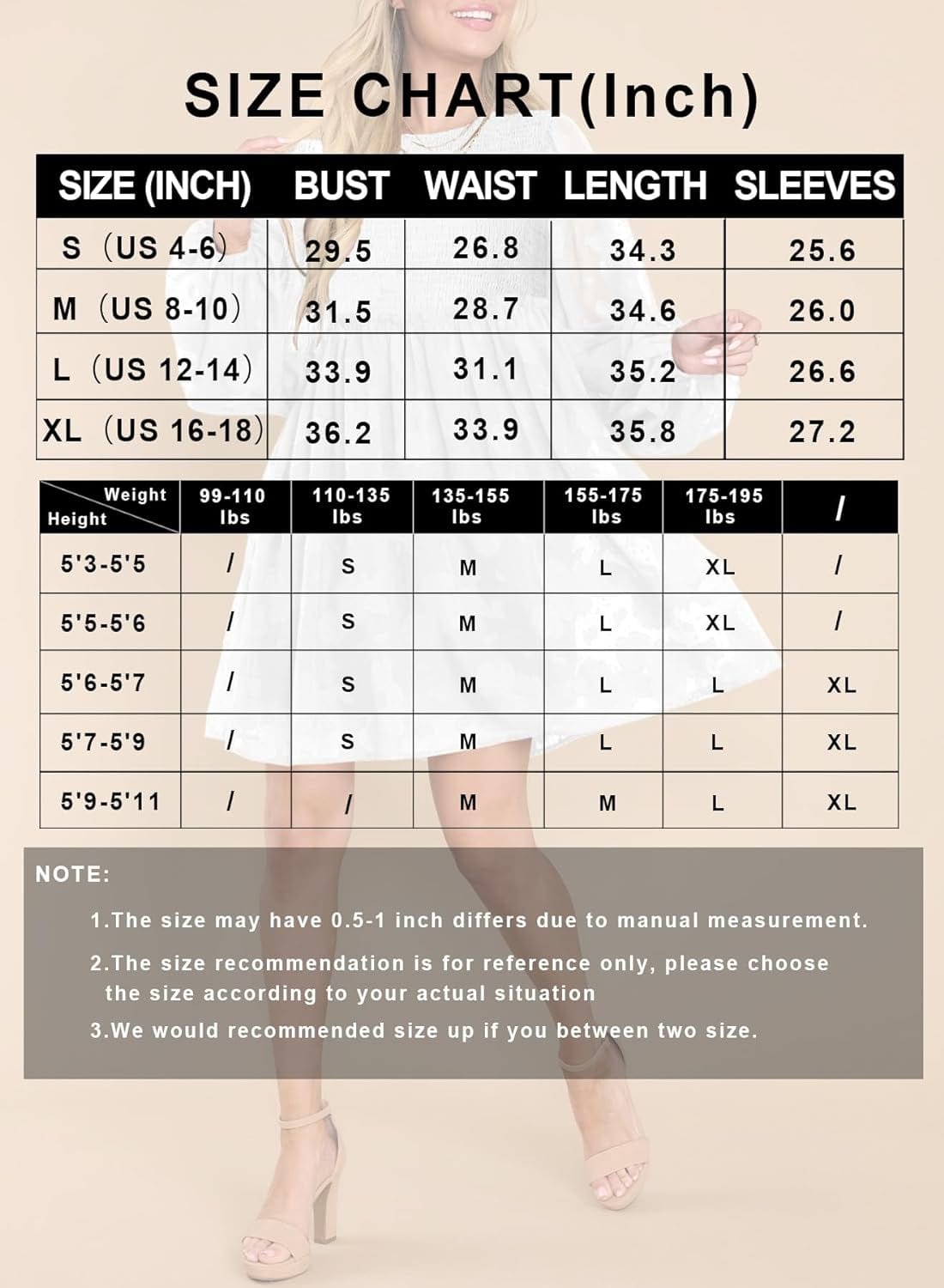 MITILLY Women'S Elegant Floral Long Sleeve Crew Neck Smocked Elastic Waist Ruffle Loose Flowy Mini Dress