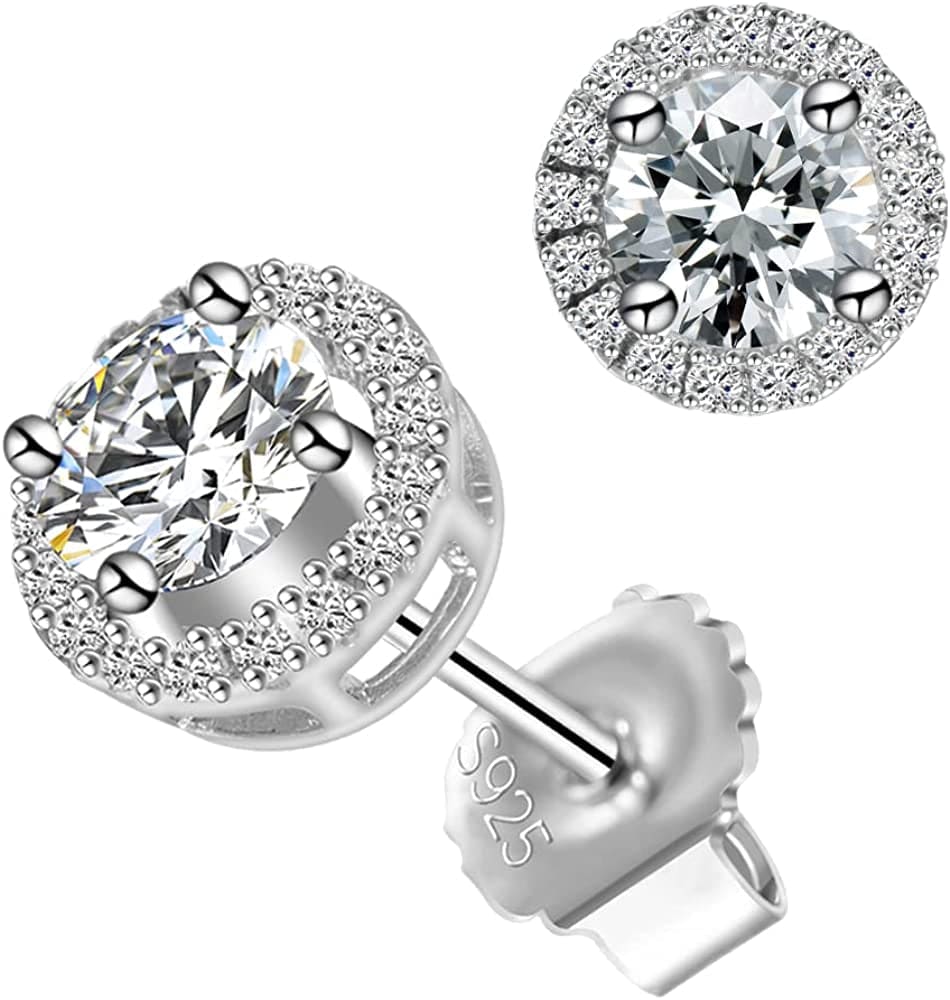 Moissanite Stud Earrings 1Ct DF Color Lab Created Diamond Cut Earrings 18K White Gold Plated VVS1 for Women Men Hypoallergenic Tears / 1 ct