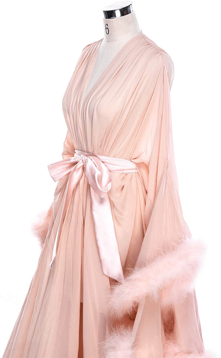 Molisa Women'S Sexy Feather Bridal Robe Long Wedding Scarf Illusion Bathrobe Sleepwear Lingerie Robe Nightgown Apparel & Accessories > Clothing > Sleepwear & Loungewear > Robes Molisa   