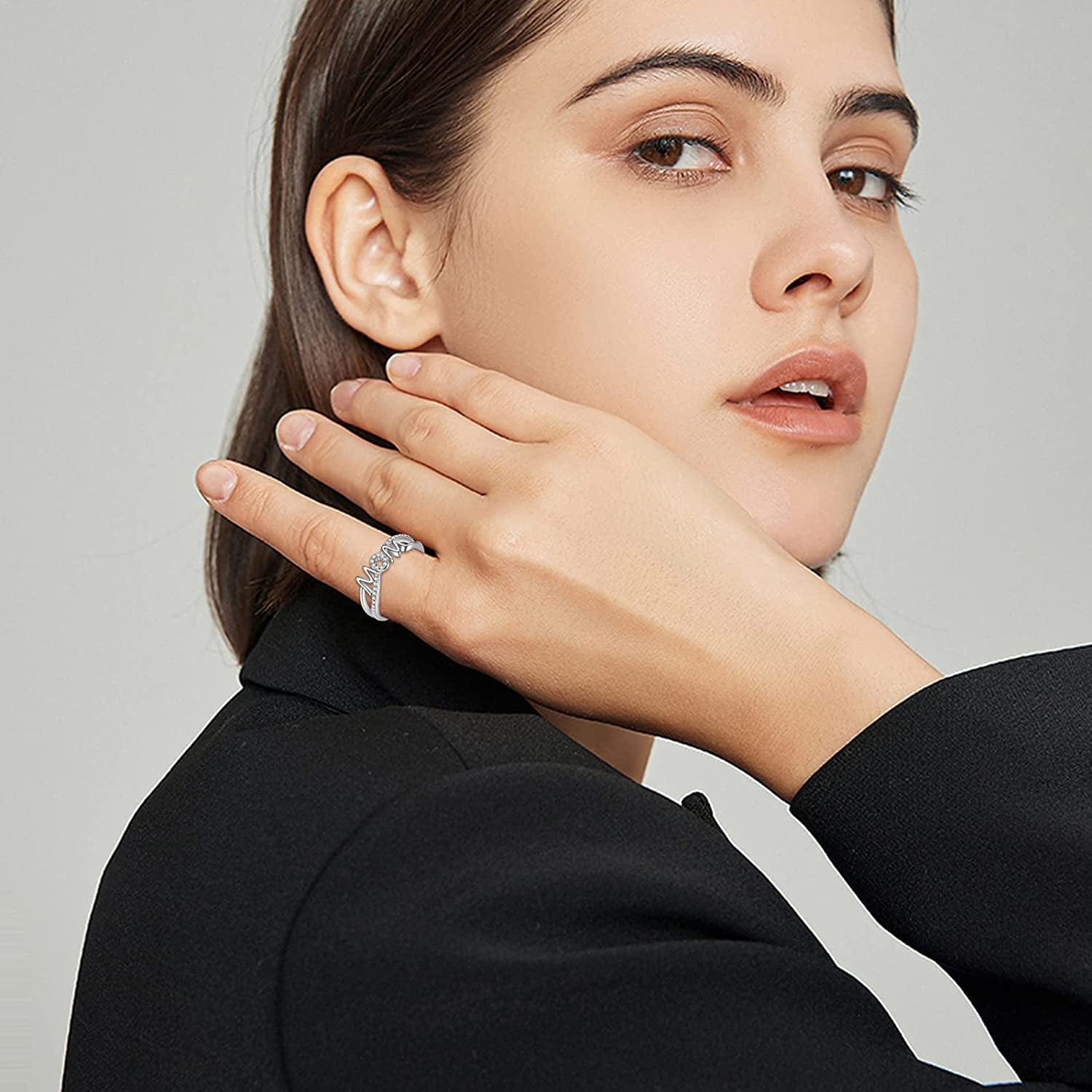 Mom Mother Rings for Women Sterling Silver Women Rings