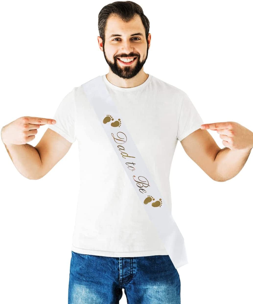 "Mom to Be" & "Dad to Be" Baby Shower Sash Bundle - with Cute Stork Image (White & Gold Lettering) Girl Boy Baby Shower Party Decorations, Gifts, Favors, Mommy Supplies Gender Reveal (White) Apparel & Accessories > Clothing Accessories > Sashes Brosash   