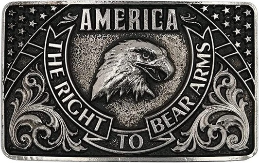 Montana Silversmiths 2Nd Amendment Series Attitude Western Belt Buckle Apparel & Accessories > Clothing Accessories > Belt Buckles Montana Silversmiths America Eagle Bear Arms - Antique Silver  