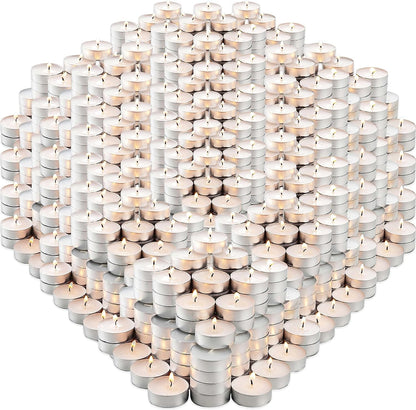 Montopack Unscented Tea Lights Candles in Bulk | 100 White, Smokeless, Dripless & Long Lasting Paraffin Tea Candles | Small Votive Mini Tealight Candles for Home, Pool, Shabbat, Weddings & Emergencies 1000 Pack