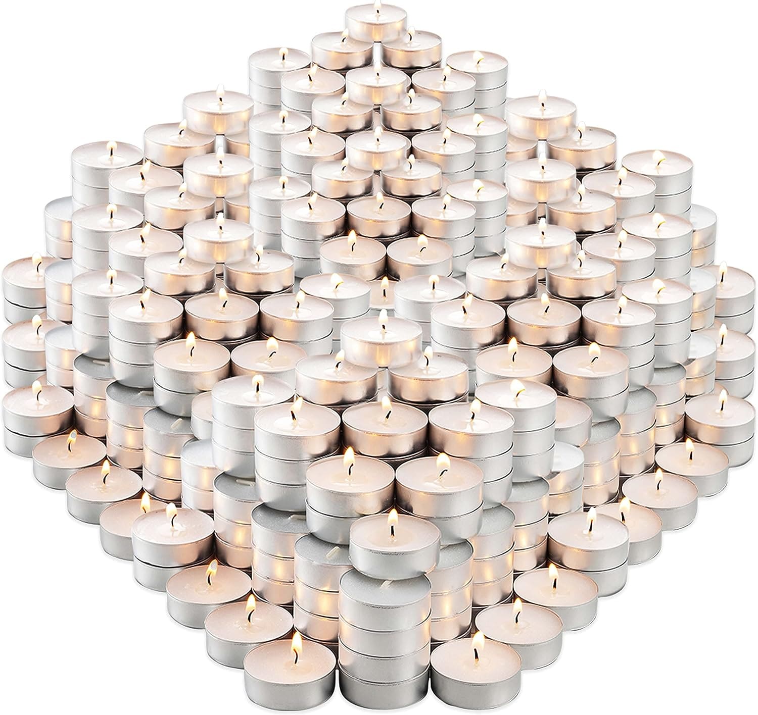 Montopack Unscented Tea Lights Candles in Bulk | 100 White, Smokeless, Dripless & Long Lasting Paraffin Tea Candles | Small Votive Mini Tealight Candles for Home, Pool, Shabbat, Weddings & Emergencies 400 Pack