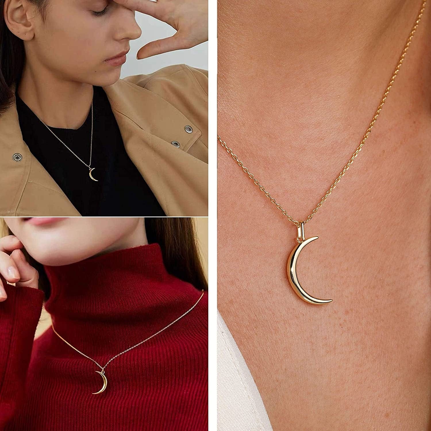 Moon Necklace Dainty Moon Necklaces for Women Sterling Silver Necklace
