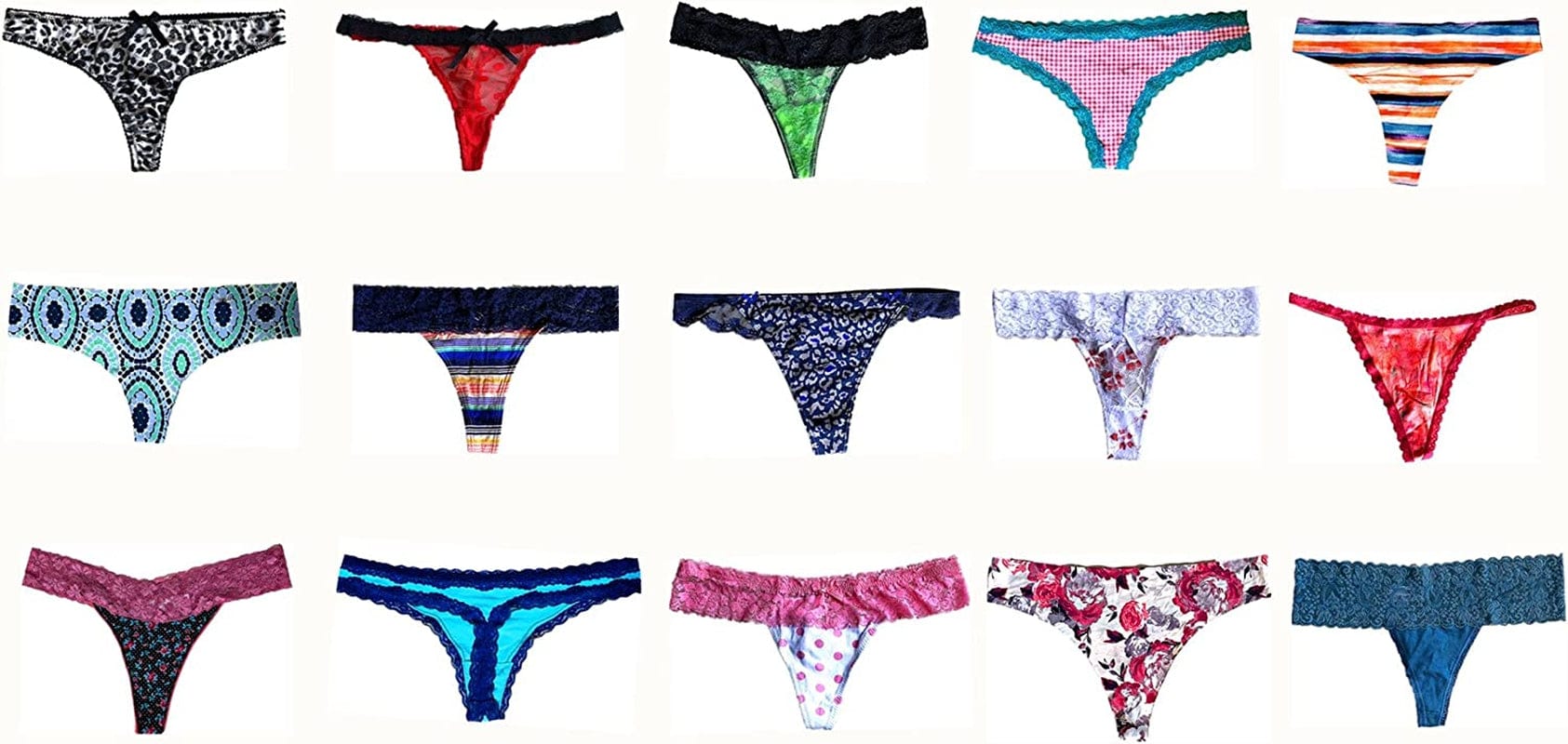 Morvia Varieties of Women Thong Pack Lacy Tanga G-String Bikini Underwear Panties